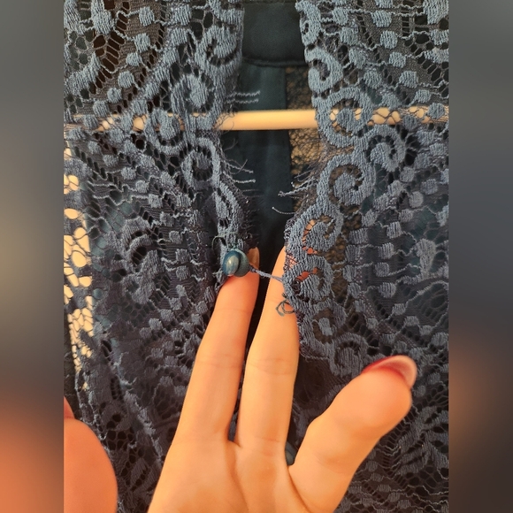 Trixxi Dress Size XL Mini Halter Blue Lace Womens Sleeveless READ #N638 - Picture 4 of 9